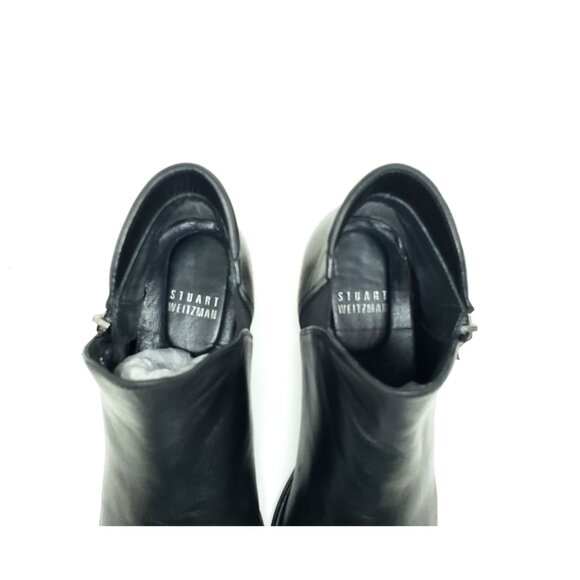 Stuart Weitzman Lowkey Hidden Wedge Ankle Boots Black Leather Side Zip Size 6.5 - Picture 5 of 10